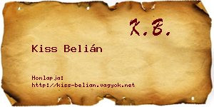 Kiss Belián névjegykártya